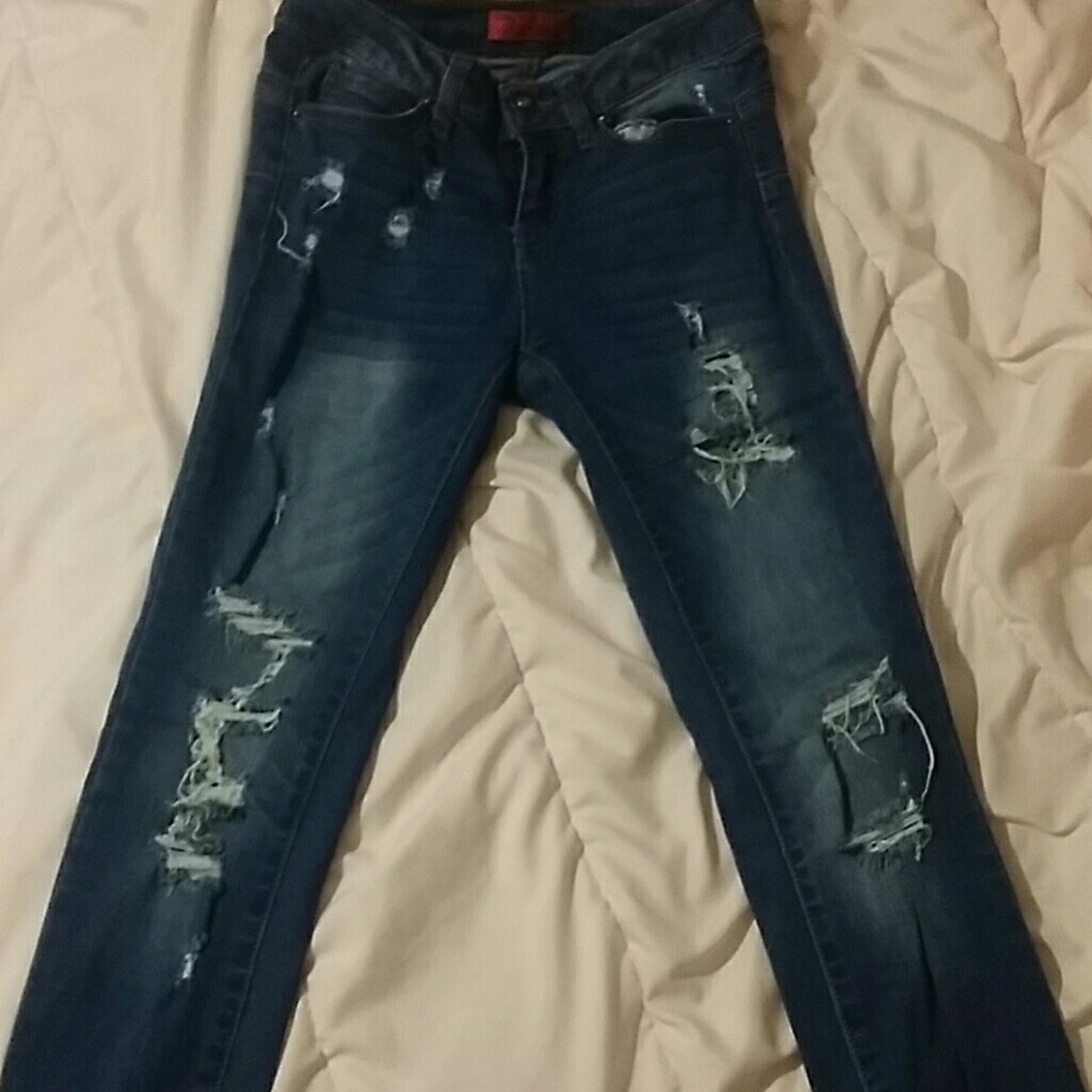 Blue ripped jeans